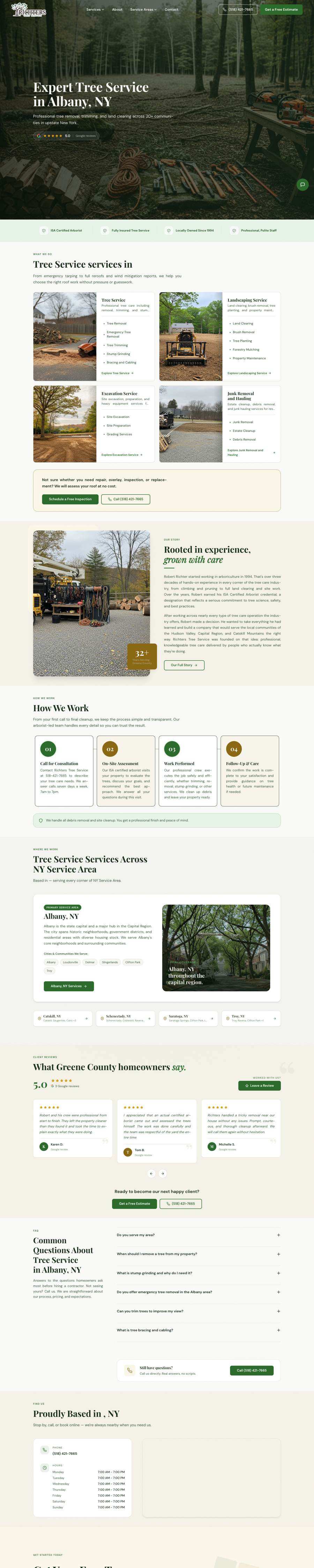 Richter's Tree Service website, full page